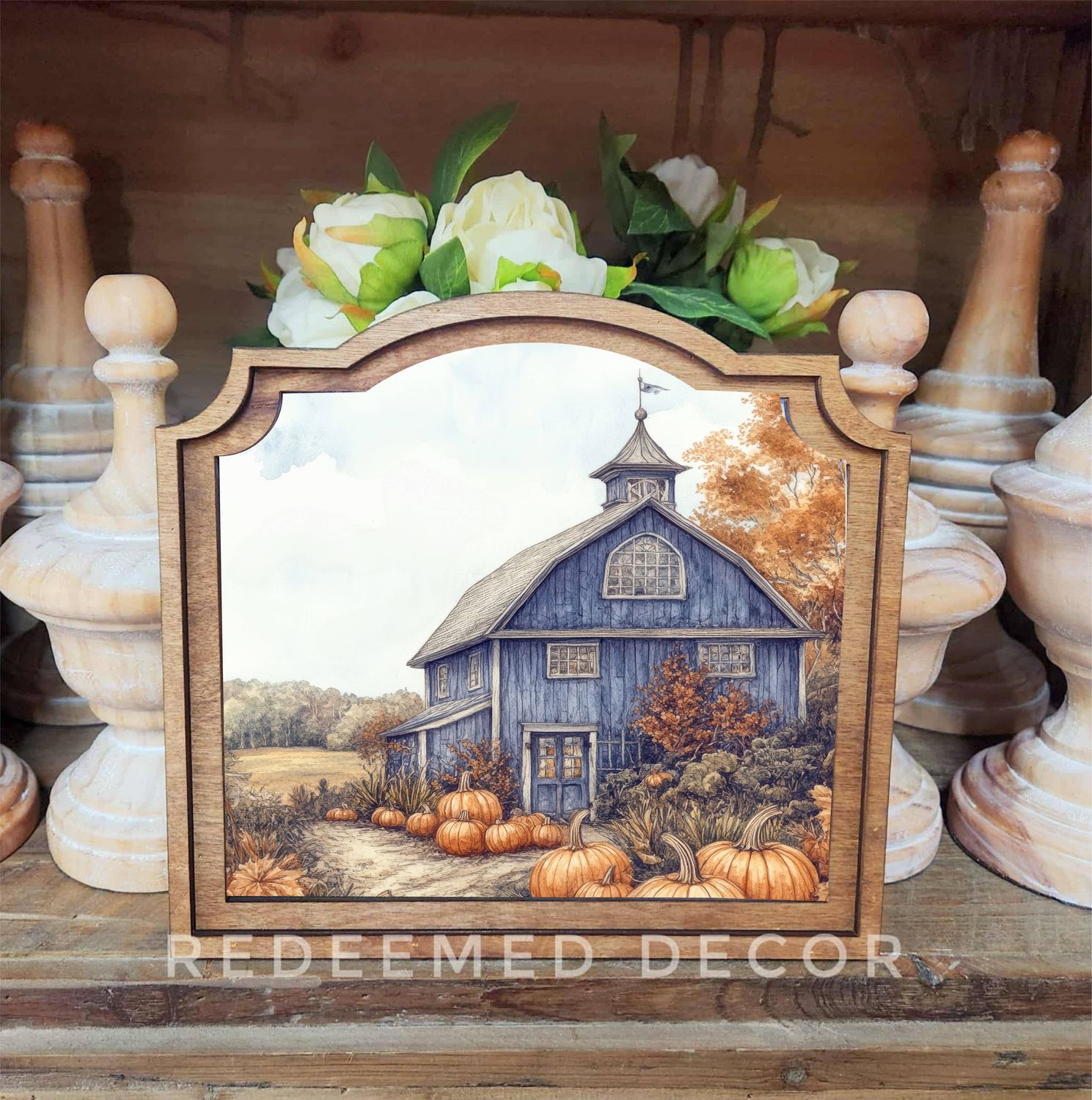 Provincial Blue Fall Barn Framed Art