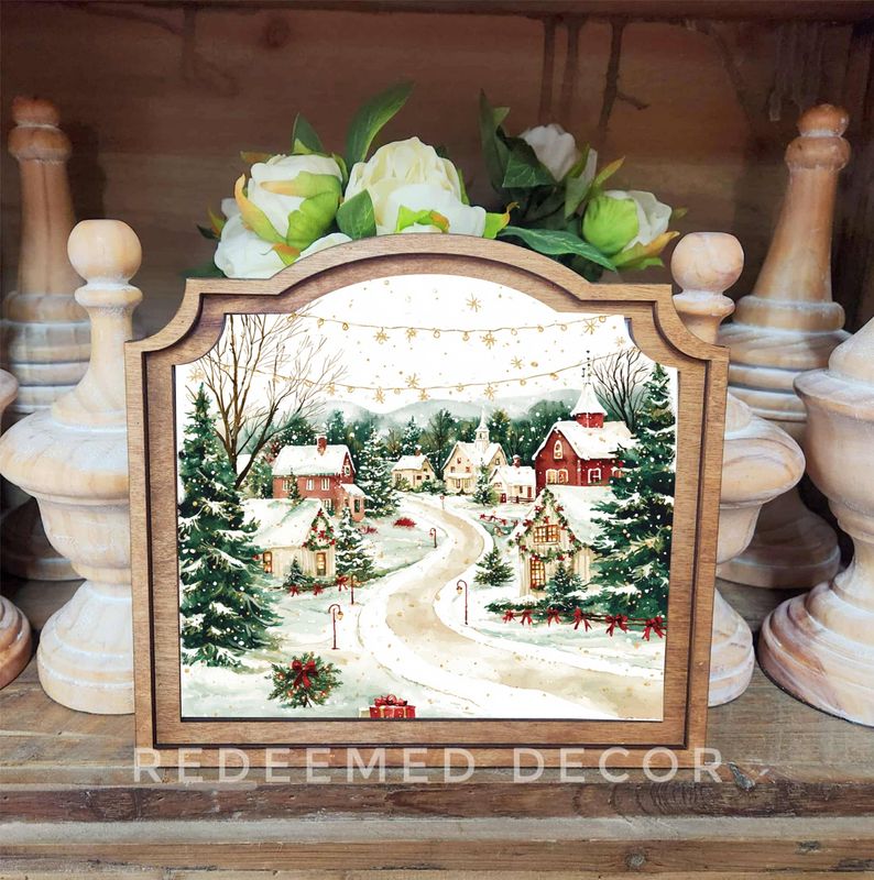 Provincial Christmas Village Framed Art