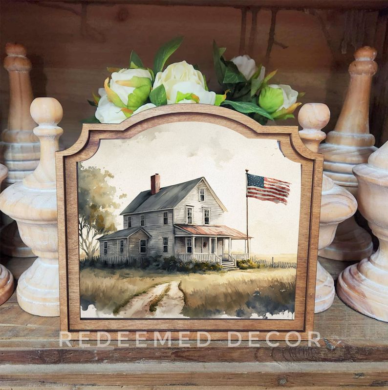 Provincial Farmhouse Flag Framed Art