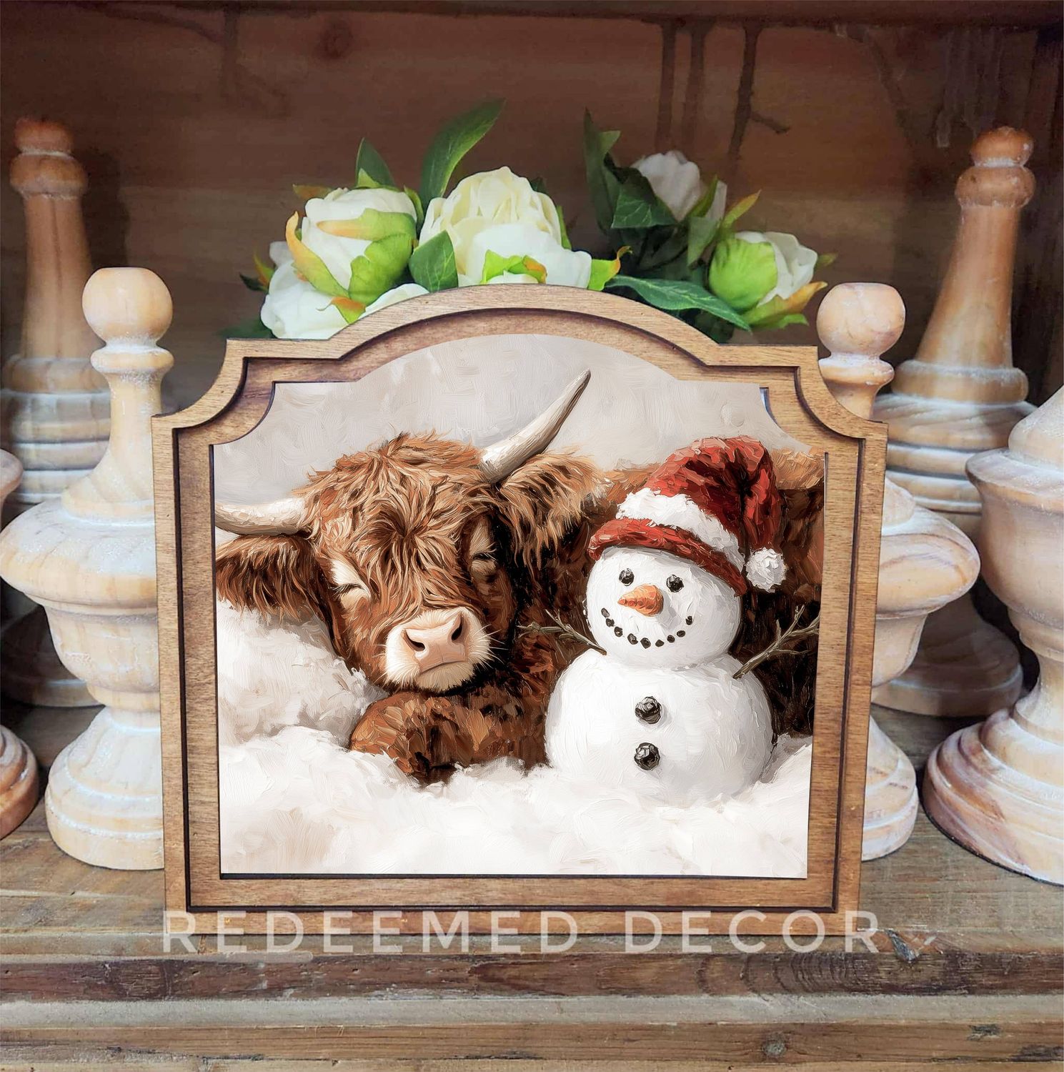 Provincial Highland Snowman Framed Art