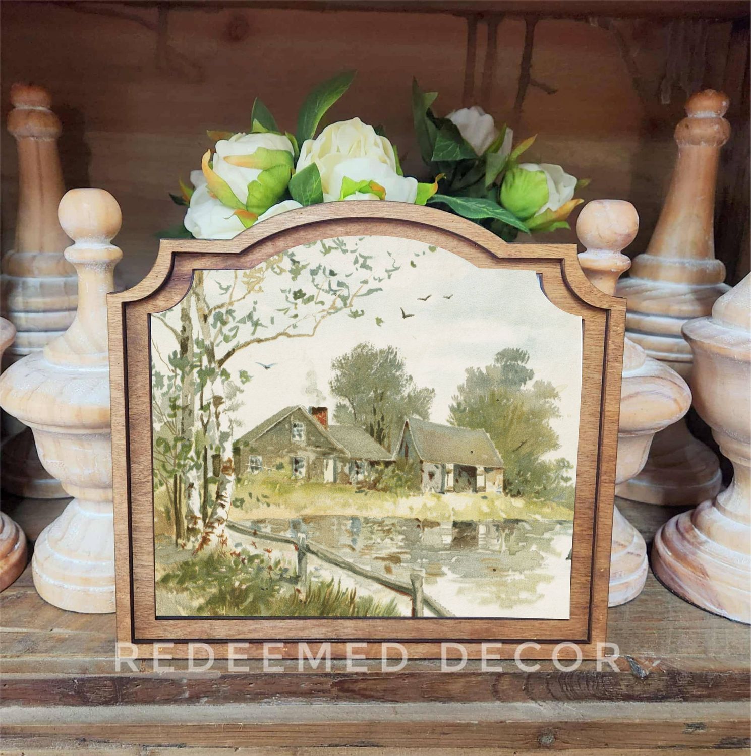 Provincial Muted Farmhouse Pond Framed Art