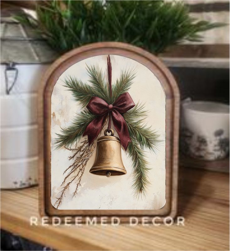Arch Top Christmas Bell Framed Art