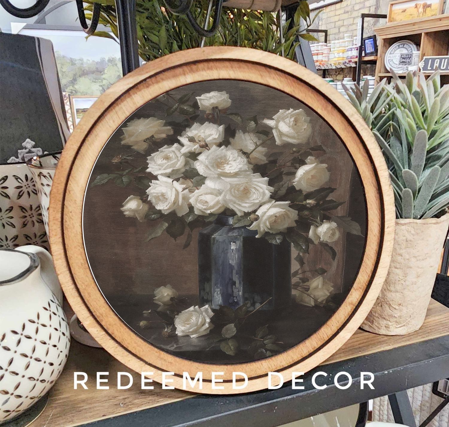 8&quot; Round Moody Roses Art