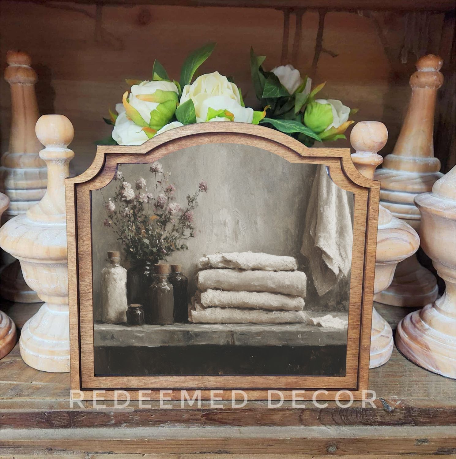 Provincial Bathroom Shelf Framed Art
