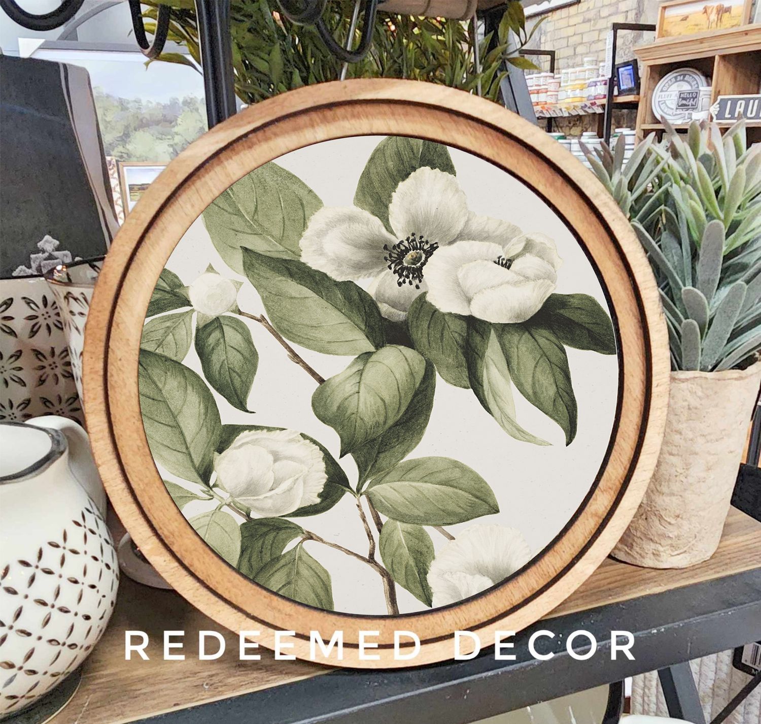 8&quot; Round Floral Branch Art