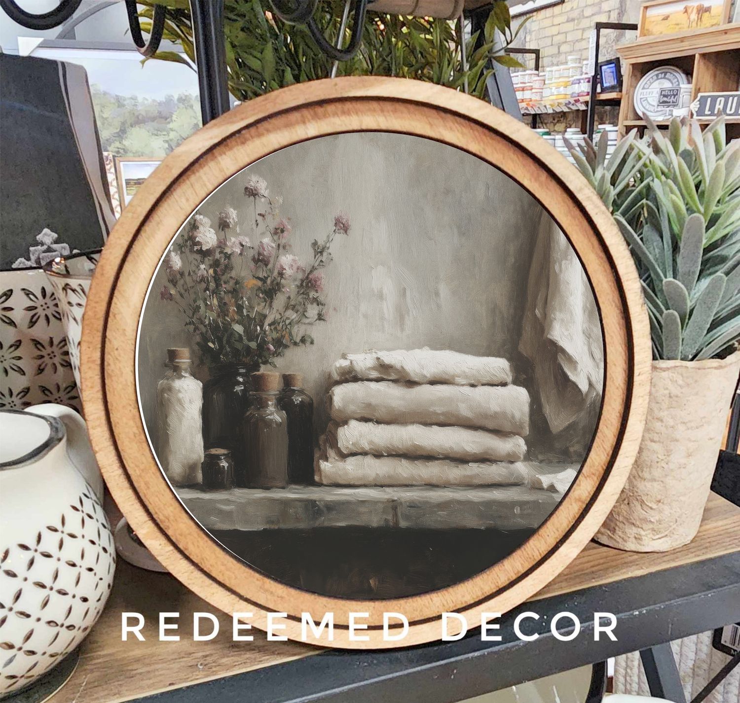 8&quot; Round Bathroom Shelf Art