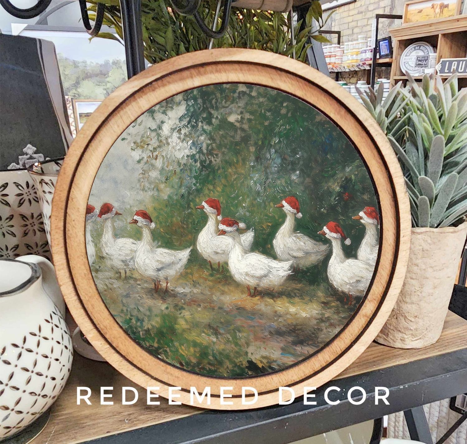 8&quot; Round Christmas Geese