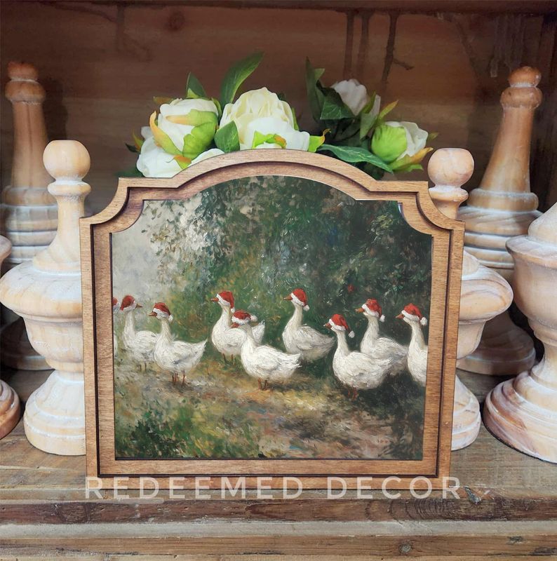 Provincial Christmas Geese Framed Art