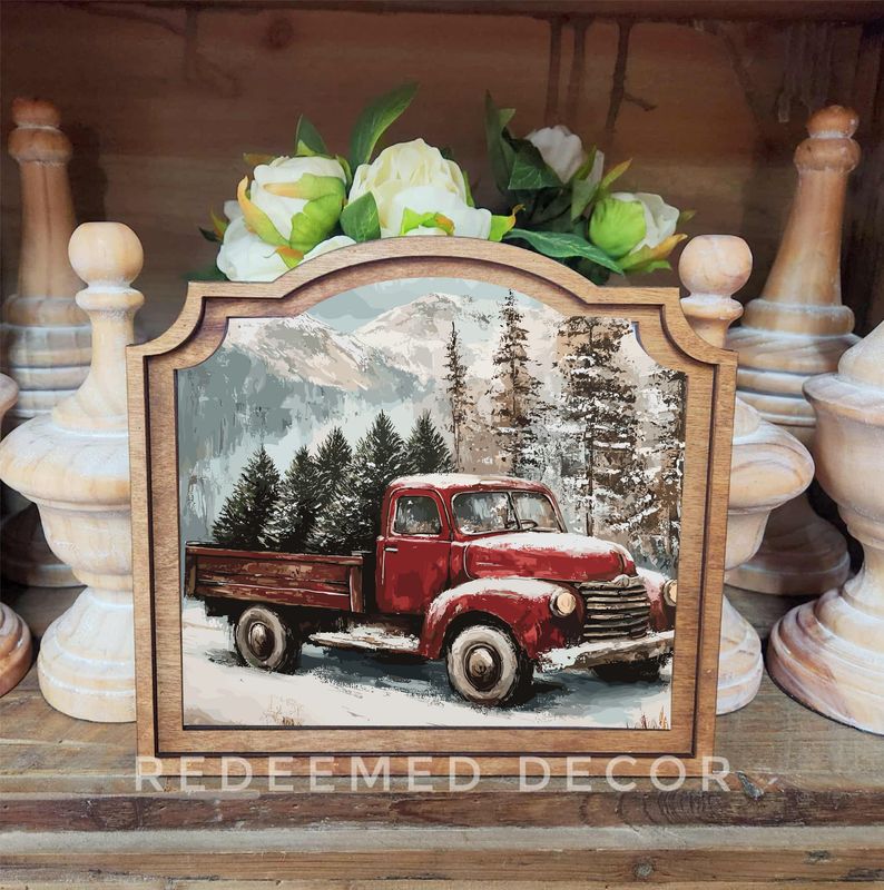 Provincial Christmas Truck Framed Art