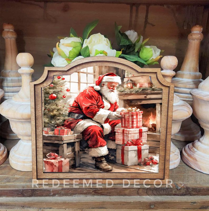 Provincial Santa With Gifts Framed Art