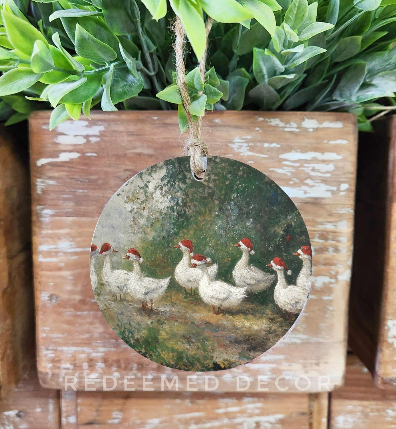 Wood Ornament Christmas Geese