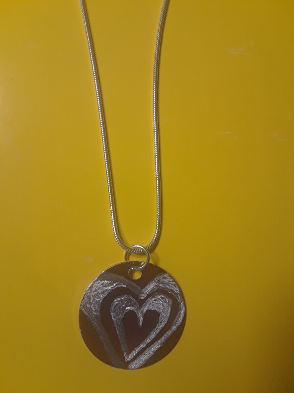 Sterling Silver necklace attached &quot;silver plated heart design&quot;