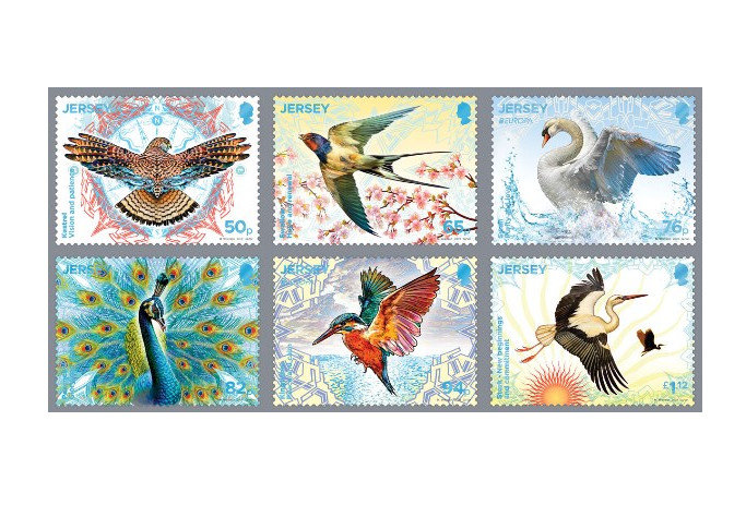 Джерси. EUROPA. Национальные птицы. Серия из 6 марок