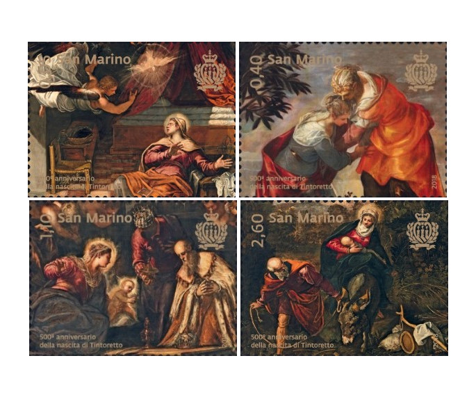 Сан-Марино. 2018. Искусство. 500 лет со дня рождения Тинторетто (1518/19-1594). Серия из 4 марок