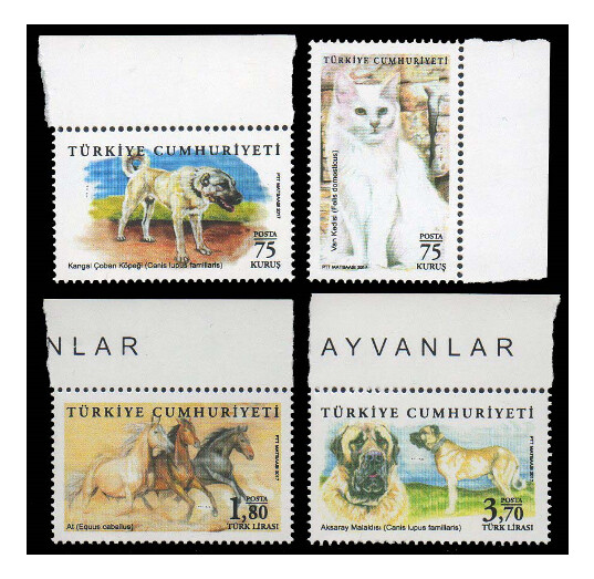 Турция. Домашние животные. Серия из 4 марок