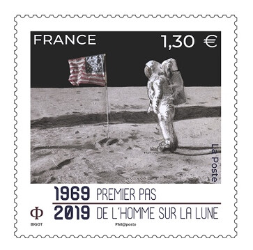 Франция. 50 лет первому шагу человека на Луне. Марка