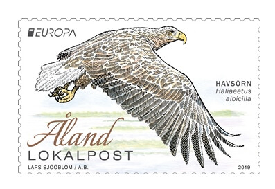 Аландские острова. EUROPA. Национальные птицы. Орлан-белохвост. Марка