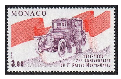 Монако. 75-летие проведения первого Ралли Монте-Карло. Марка