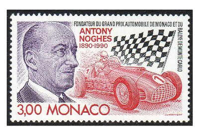 Монако. 100 лет со дня рождения Энтони Ногеса (1890-1978), автогонщика, основателя Гран-при Монако. Марка