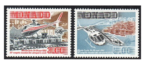Монако. 30-й Конгресс Международной ассоциации гражданских аэропортов (ИКАА) в Монте-Карло. Серия из 2 марок