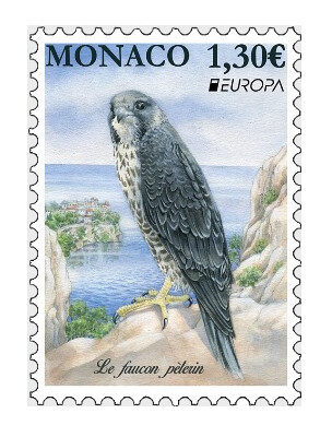 Монако. EUROPA. Национальные птицы. Сапсан. Марка