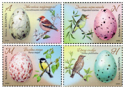 Белоруссия. Фауна. Яйца птиц. Серия из 4 марок