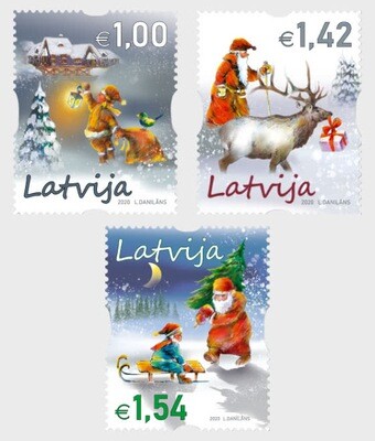Латвия. Рождество. Серия из 3 самоклеящихся марок