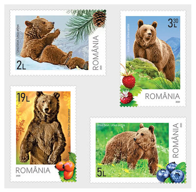 Румыния. Фауна. Медведи. Серия из 4 марок