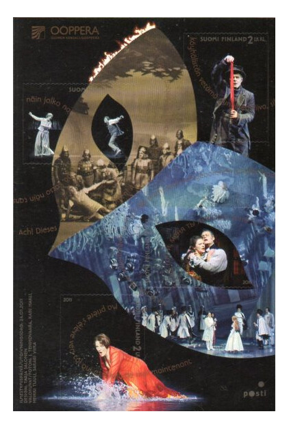 Финляндия. 100 лет Финской национальной опере. Почтовый блок из 4 самоклеящихся марок