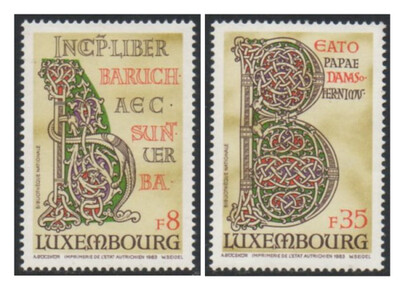 Люксембург. Евангелие из монастыря в Эстернахе (Виллибрордское Евангелие). Серия из 2 марок