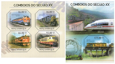 Мозамбик. Поезда XX века. Серия из 2 блоков