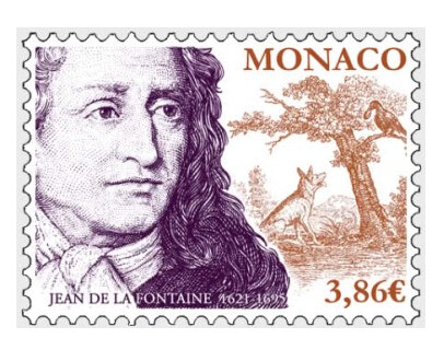 Монако. 400 лет со дня рождения Жана де Лафонтена (1621-1695), французского поэта и баснописца. Марка