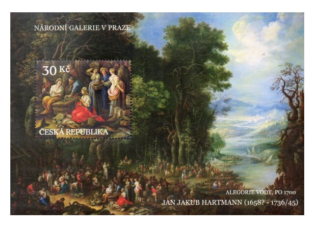Чехия. 2008. Национальная галерея в Праге. Ян Якуб Хартманн (1658?-1736/45) «Аллегория воды», после 1700 г. Почтовый блок