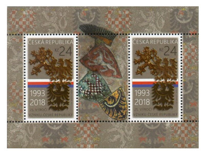 Чехия. 25-я годовщина образования Чешской Республики. Почтовый блок из 2 марок