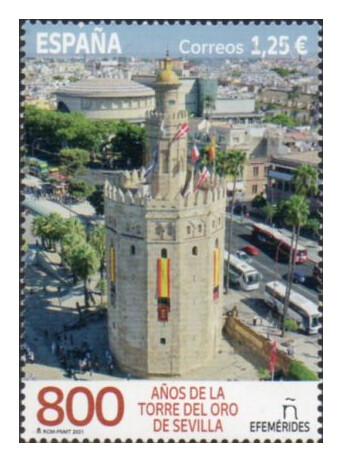 Испания. 800 лет Торре-дель-Оро (Золотая башня) в Севилье. Марка