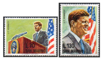 Сан-Марино. Годовщина убийства Джона Фицджералда Кеннеди (1917-1963), 35-ого Президента Соединённых Штатов Америки (1961-1963). Серия из 2 марок