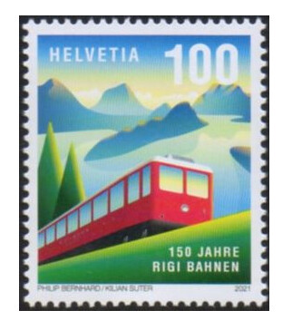 Швейцария. 2021. 150-летие железной дороги Вицнау - Риги. Марка