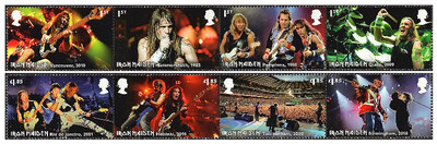 Великобритания. 2023. Хеви-метал-группа Iron Maiden (Железная дева). Серия из 2 сцепок по 5 марок