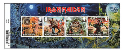 Великобритания. 2023. Хеви-метал-группа Iron Maiden (Железная дева). Почтовый блок из 4 марок