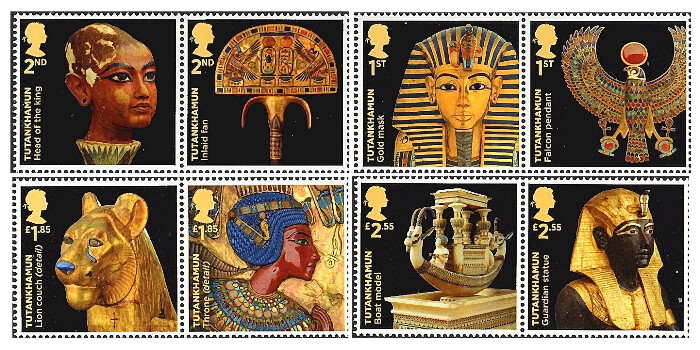 Великобритания. 2022. 100 лет обнаружения гробницы фараона Тутанхамона. Серия из 4 сцепок по 2 марки