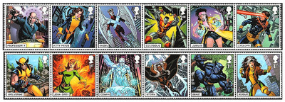 Великобритания. 2023. Люди Х - супергерои-мутанты из комиксов фирмы Marvel Worldwide Inc. Серия из 2 сцепок по 6 марок