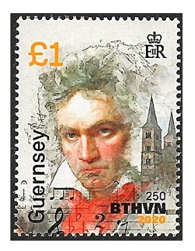 Гернси. 2020. 250 лет со дня рождения Людвига ван Бетховена (1770-1827), немецкого композитора. Марка