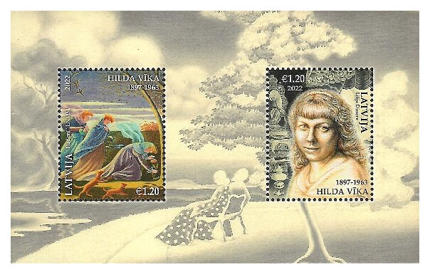 Латвия. 2022. 125 лет со дня рождения Хильды Вики (1897-1963), художницы. Почтовый блок из 2 марок