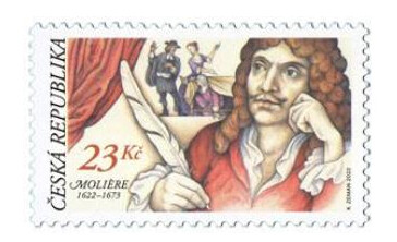 Чехия. 2022. 400 лет со дня рождения Мольера (1622-1673), французского драматурга и актера. Марка