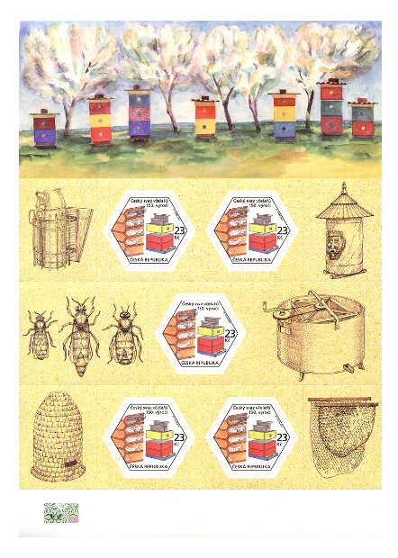 Чехия. 2022. 150 лет Чешской ассоциации пчеловодов. Лист из 5 самоклеящихся марок
