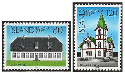 Исландия. 1978. EUROPA - CEPT. Памятники архитектуры. Серия из 2 марок