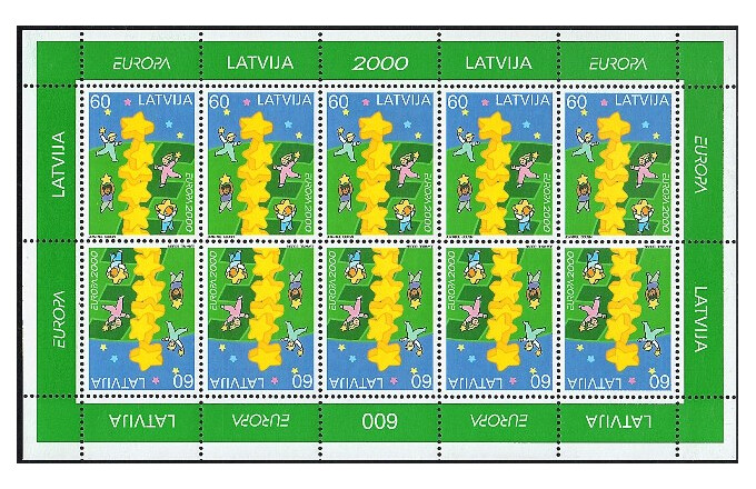 Латвия. 2000. EUROPA. Лист из 10 марок