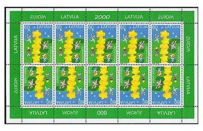 Латвия. 2000. EUROPA. Лист из 10 марок