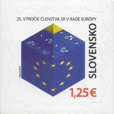 Словакия. 25-летие членства в Совете Европы. Самоклеящаяся марка