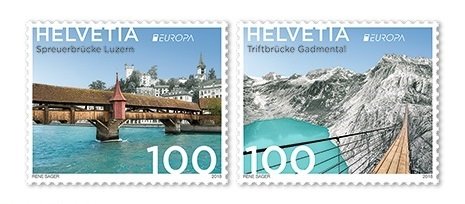 Швейцария. EUROPA. Мосты. Серия из 2 марок Швейцария. EUROPA. Мосты. Серия из 2 марок